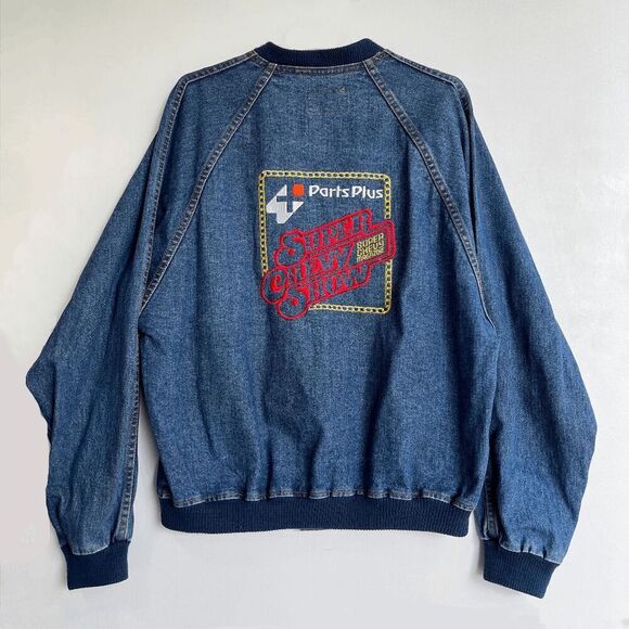 Vintage 90s Super Chevy Show Embroidered Denim Jacket Unisex LG USA - Picture 1 of 9